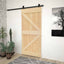 Skydedør Naturfarvet og sort 90 x 210 cm Massivt fyrretræ