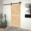 Skydedør 90 x 210 cm Massivt fyrretræ Naturfarvet og sort