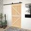 Skydedør Naturfarvet og sort 100 x 210 cm Massivt fyrretræ