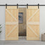 Skydedør Naturfarvet og sort 100 x 210 cm Massivt fyrretræ