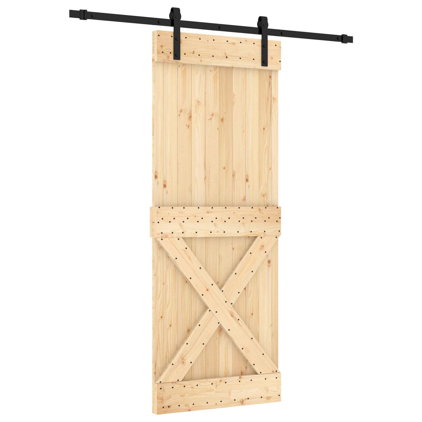 Skydedør 80 x 210 cm Massivt Fyrretræ (Ubehandlet)