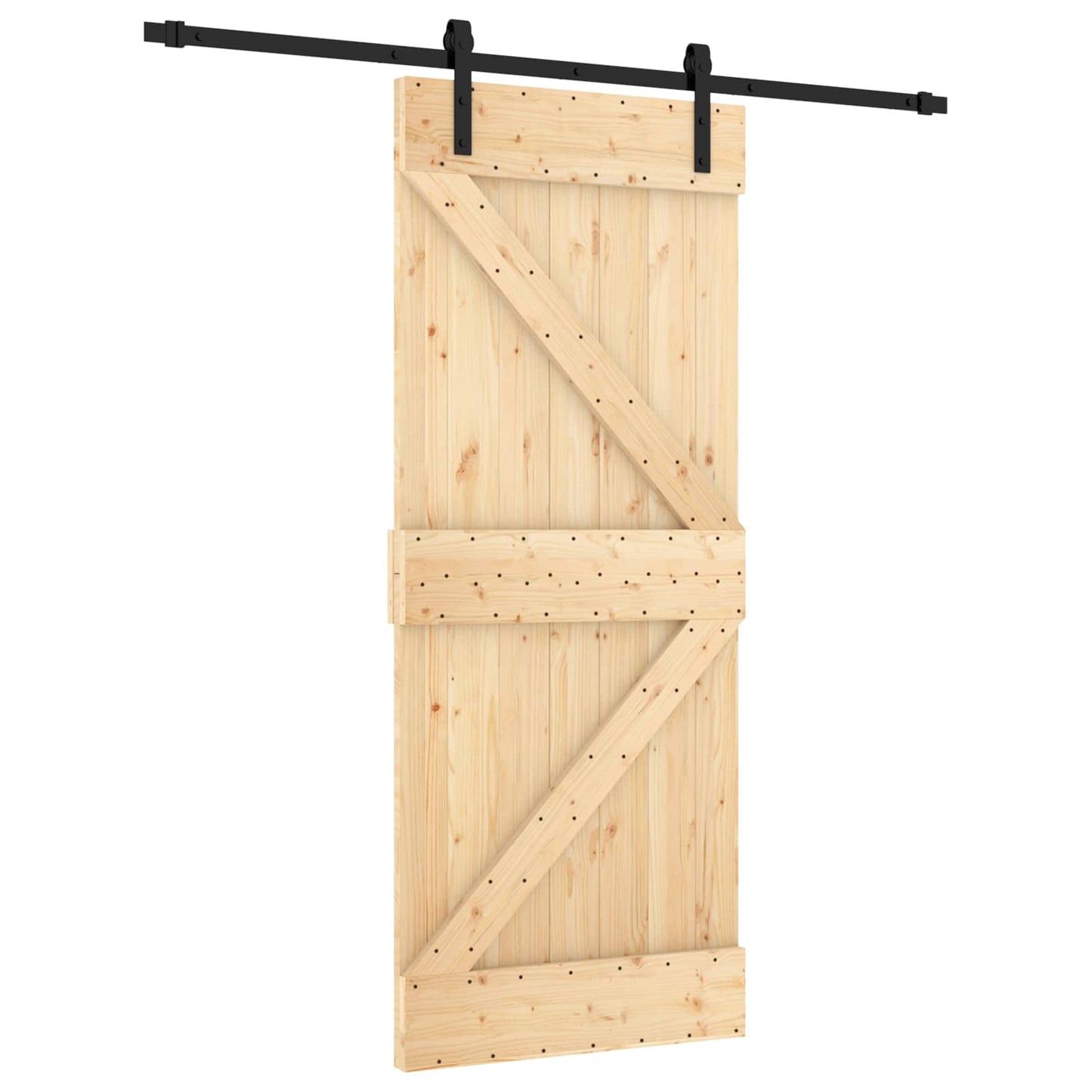 Skydedør 85 x 210 cm Massivt Fyrretræ (Ubehandlet)