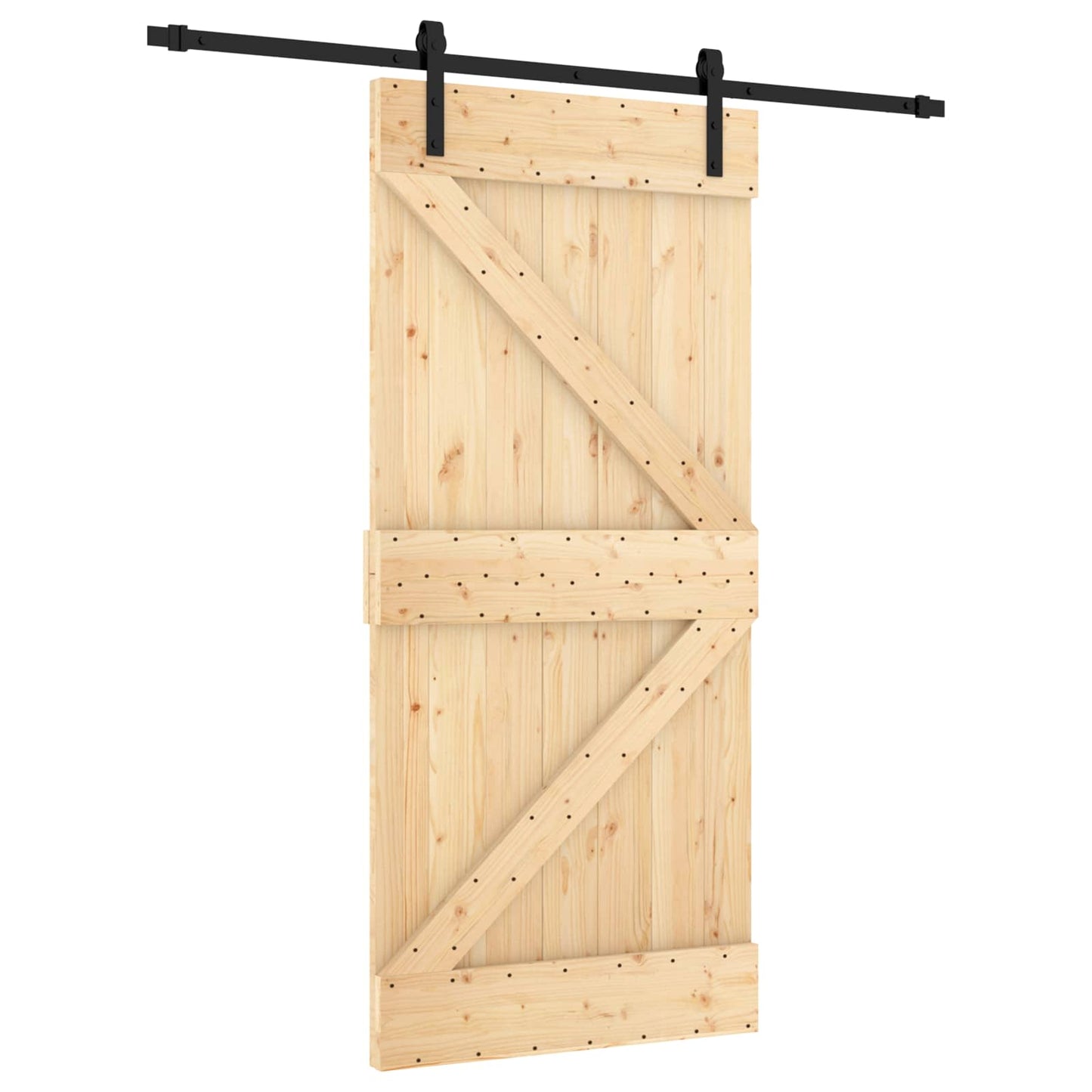 Skydedør 95 x 210 cm Massivt Fyrretræ (Ubehandlet)