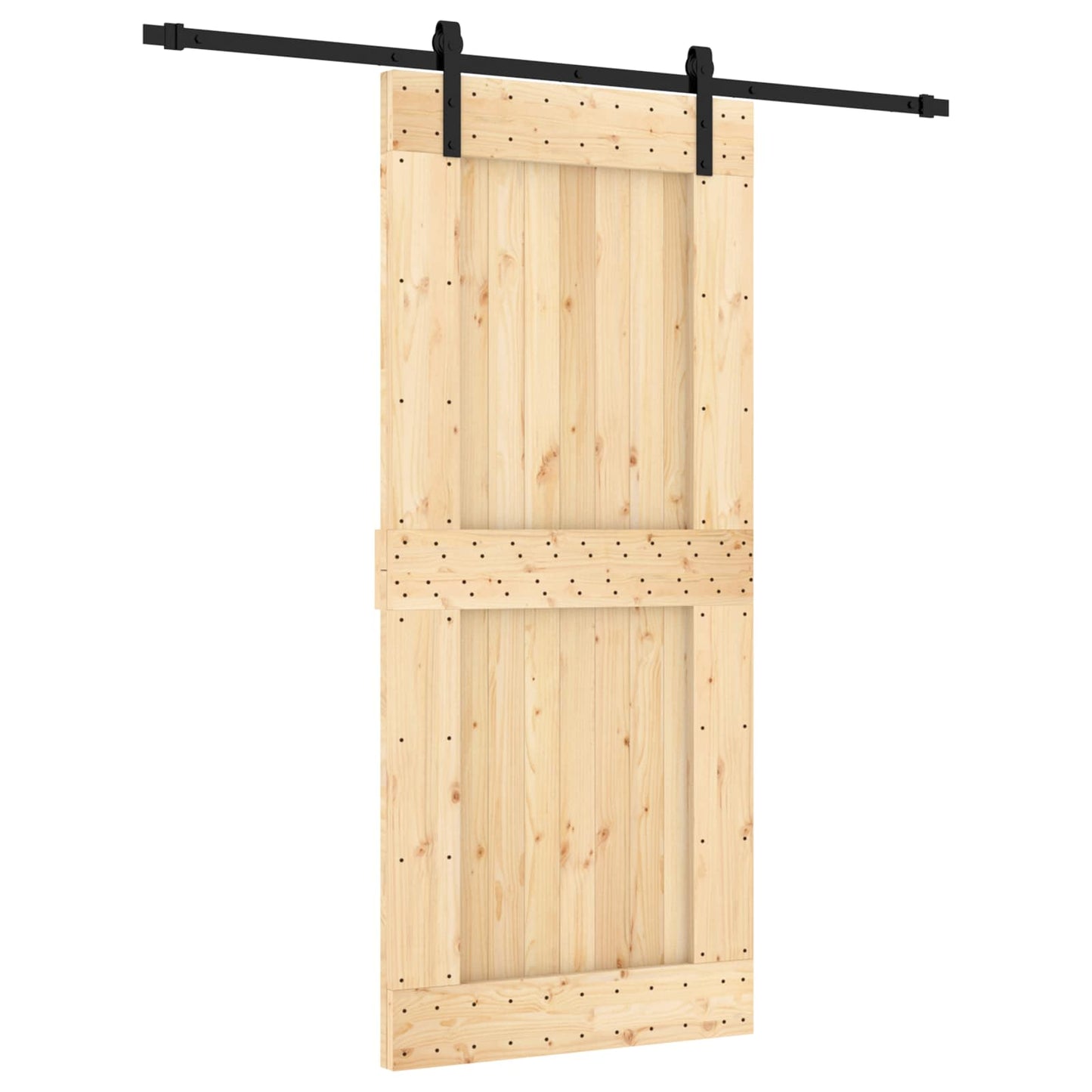 Skydedør 90 x 210 cm Massivt Fyrretræ (Ubehandlet)