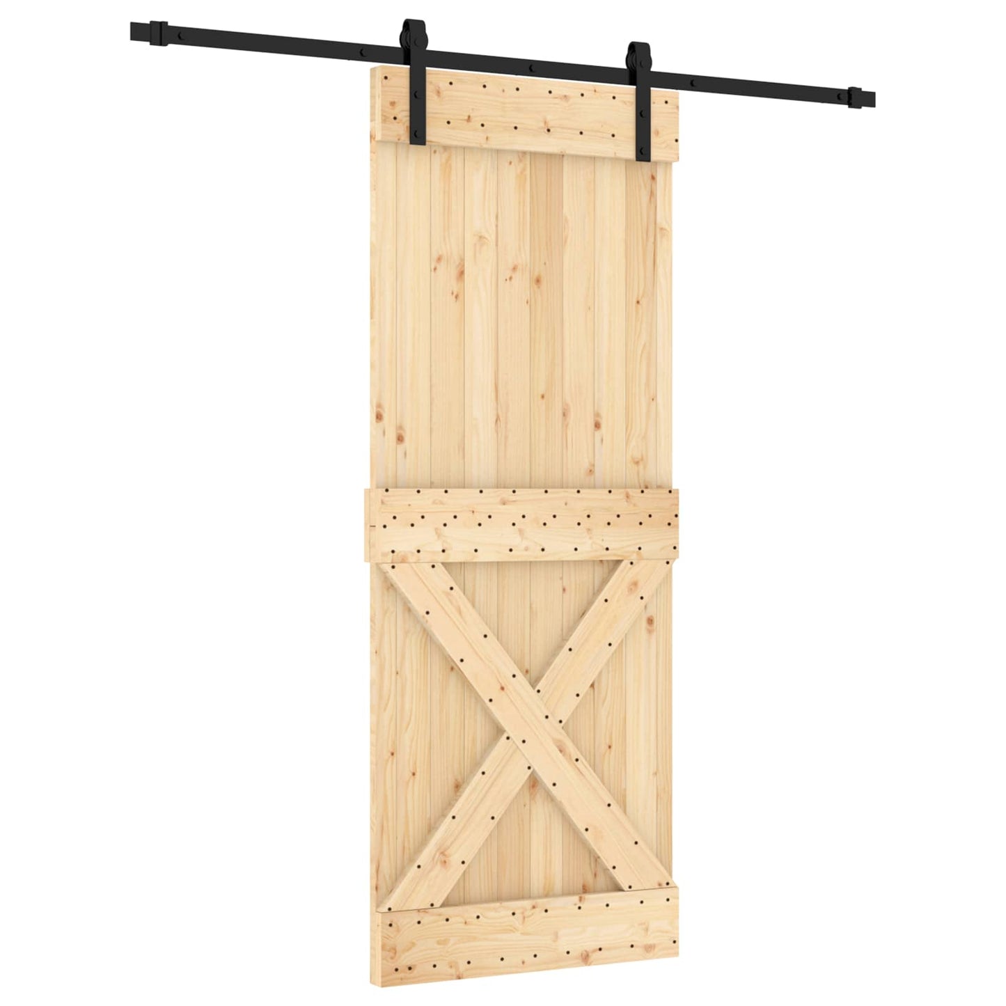 Skydedør 80 x 210 cm Massivt Fyrretræ (Ubehandlet)