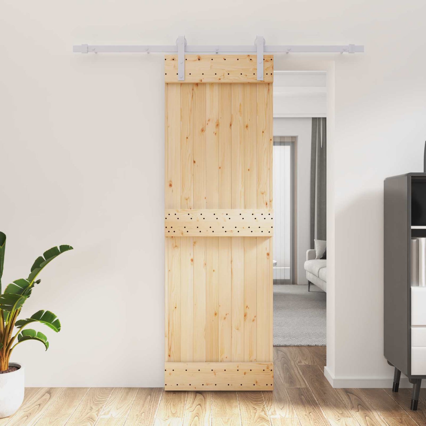 Skydedør 70 x 210 cm Massivt Fyrretræ (Ubehandlet)