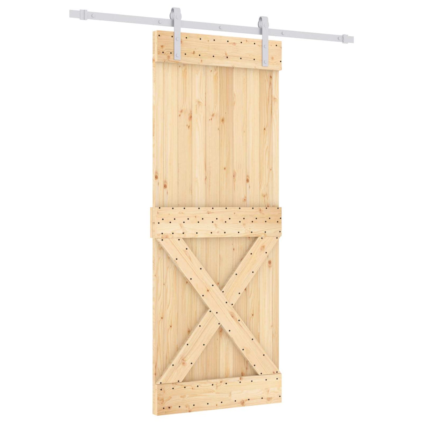 Skydedør 80 x 210 cm Massivt Fyrretræ (Ubehandlet)