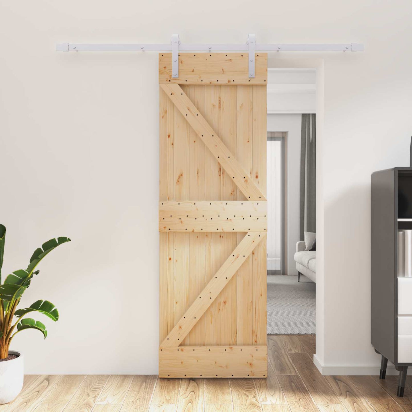 Skydedør 70 x 210 cm Massivt Fyrretræ (Ubehandlet)
