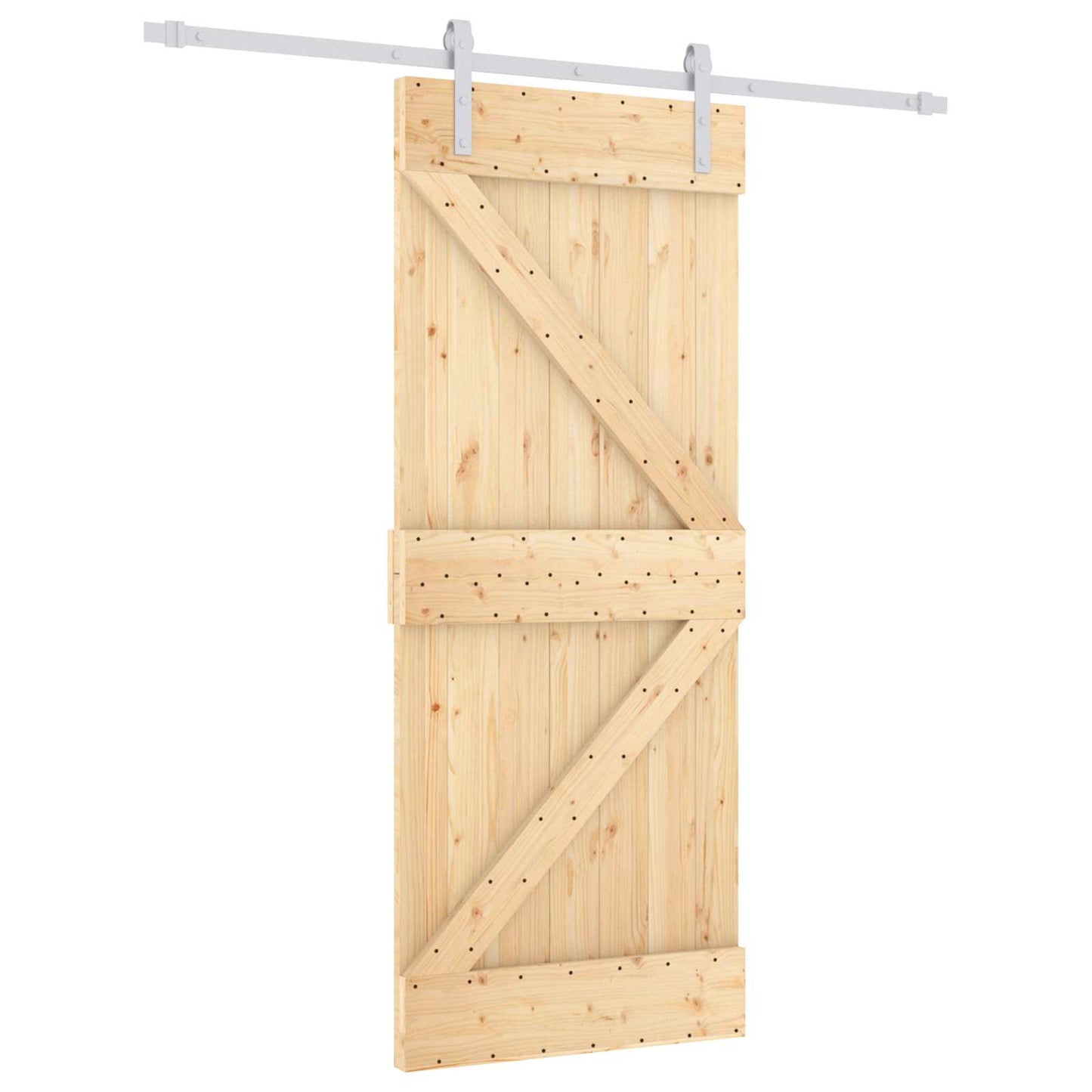 Skydedør Natur og hvid 85 x 210 cm Massivt Fyrretræ