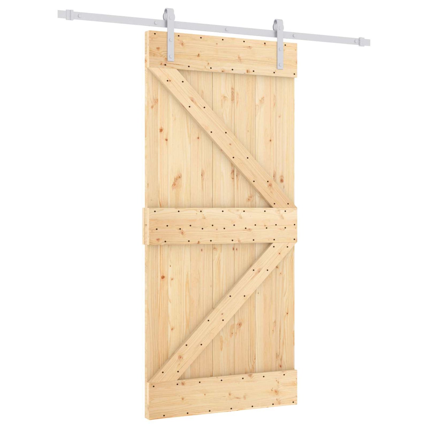 Skydedør 95 x 210 cm Massivt Fyrretræ (Ubehandlet)
