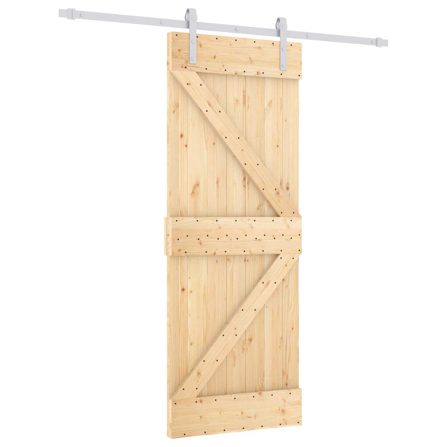 Skydedør Natur og hvid 80 x 210 cm Massivt fyrretræ
