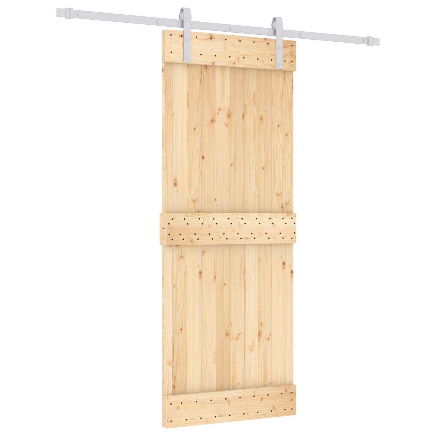 Skydedør Natur og hvid 80 x 210 cm Massivt Fyrretræ