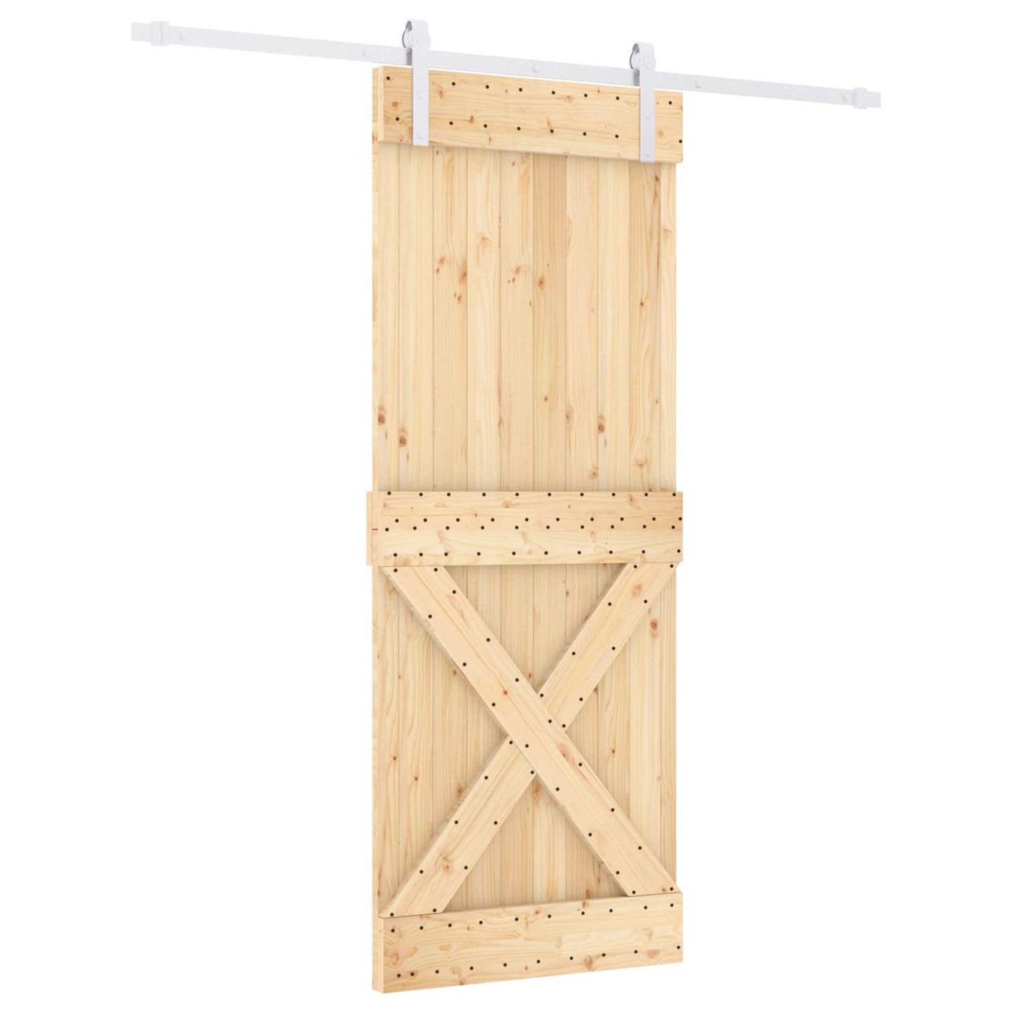 Skydedør Natur og hvid 80 x 210 cm Massivt Fyrretræ