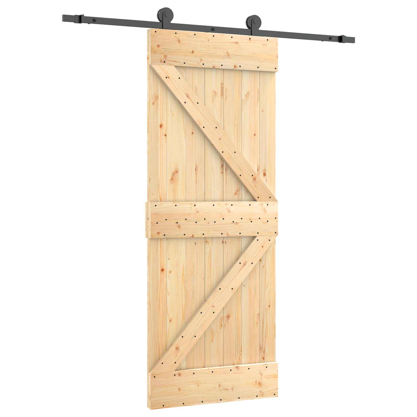 Skydedør 85 x 210 cm Massivt Fyrretræ (Ubehandlet)