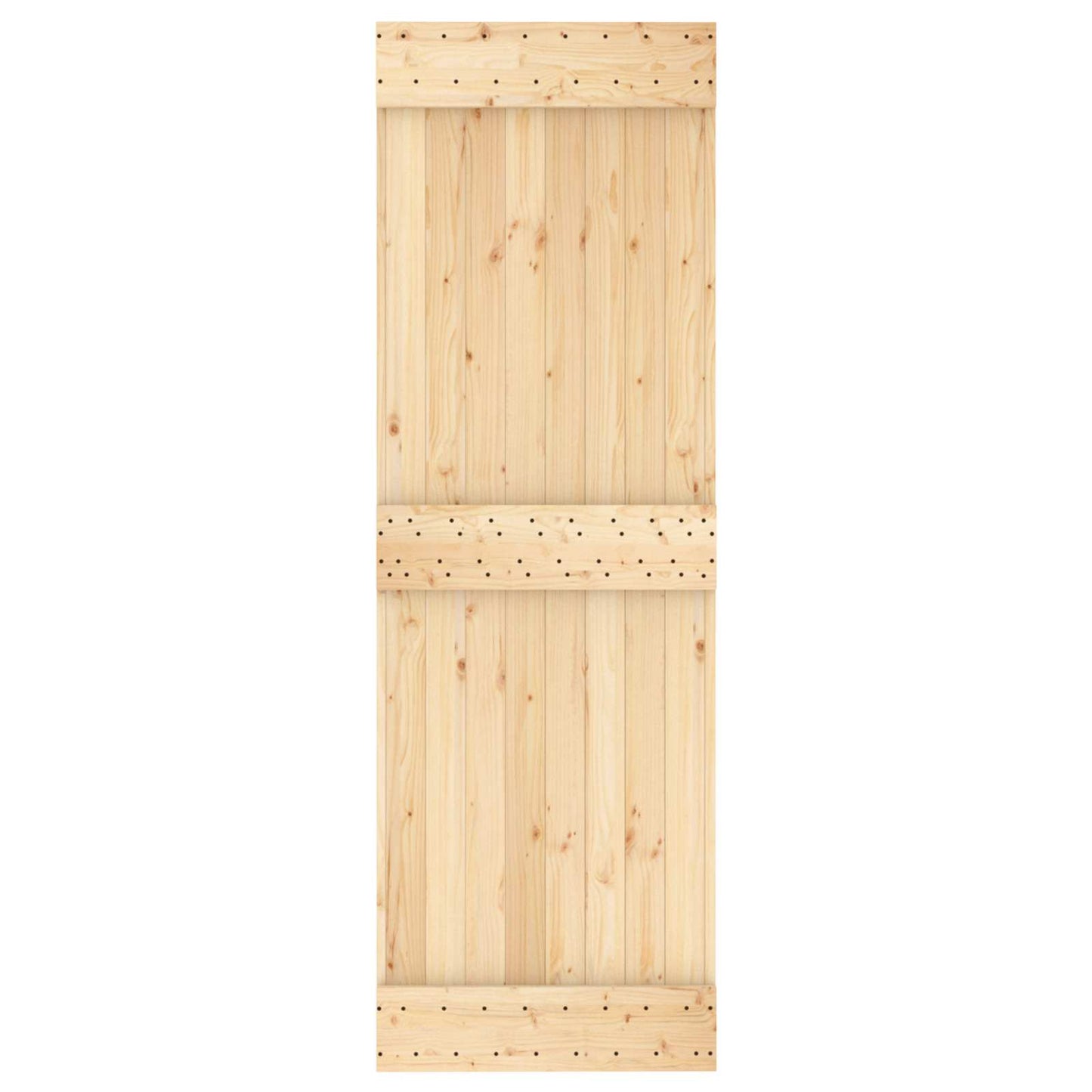 Skydedør Naturfarvet og sort 70 x 210 cm Massivt Fyrretræ