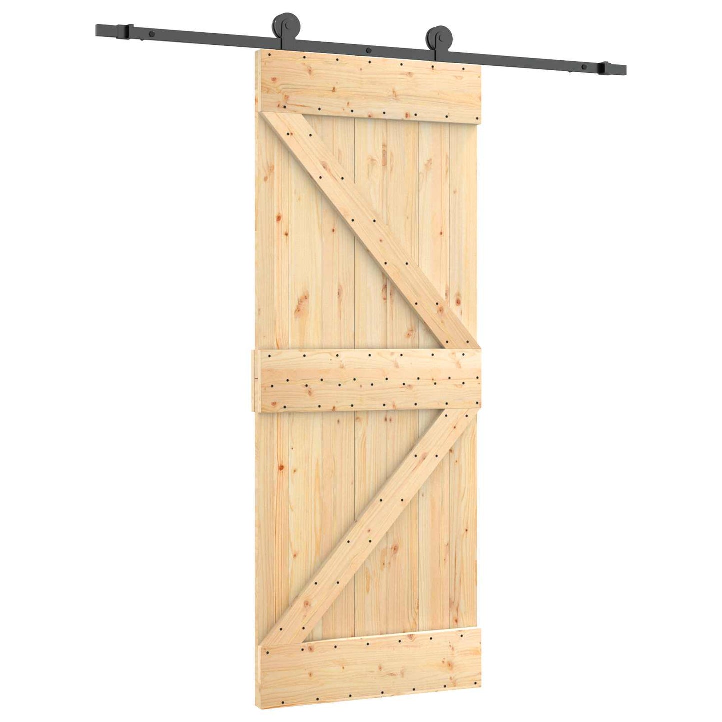 Skydedør 85 x 210 cm Massivt Fyrretræ (Ubehandlet)