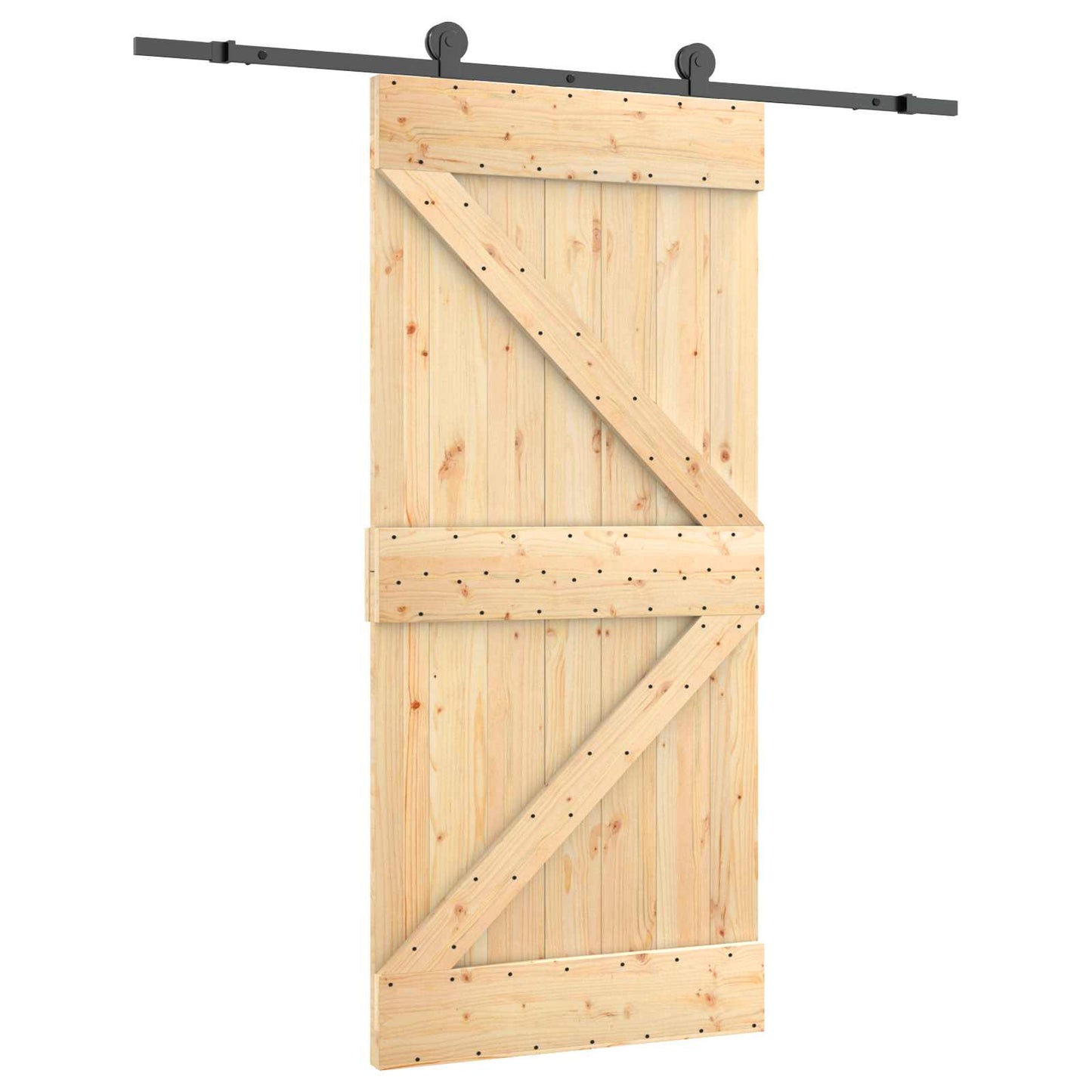 Skydedør 95 x 210 cm Massivt Fyrretræ (Ubehandlet)