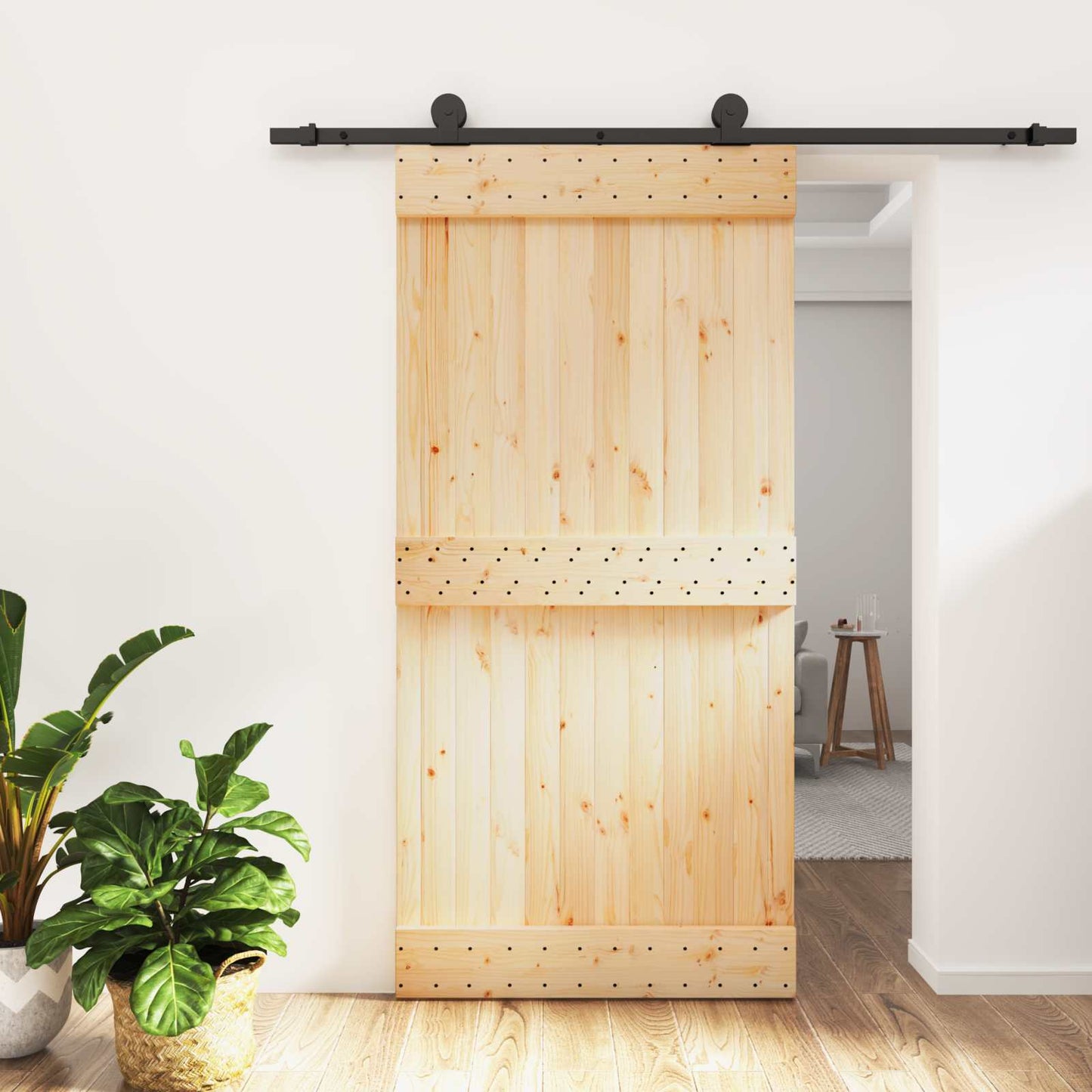 Skydedør 100 x 210 cm Massivt Fyrretræ (Ubehandlet)