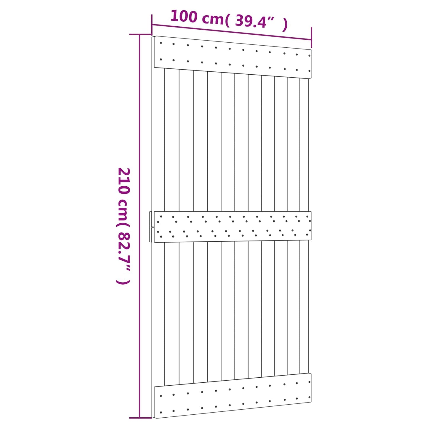 Skydedør 100 x 210 cm Massivt Fyrretræ (Ubehandlet)