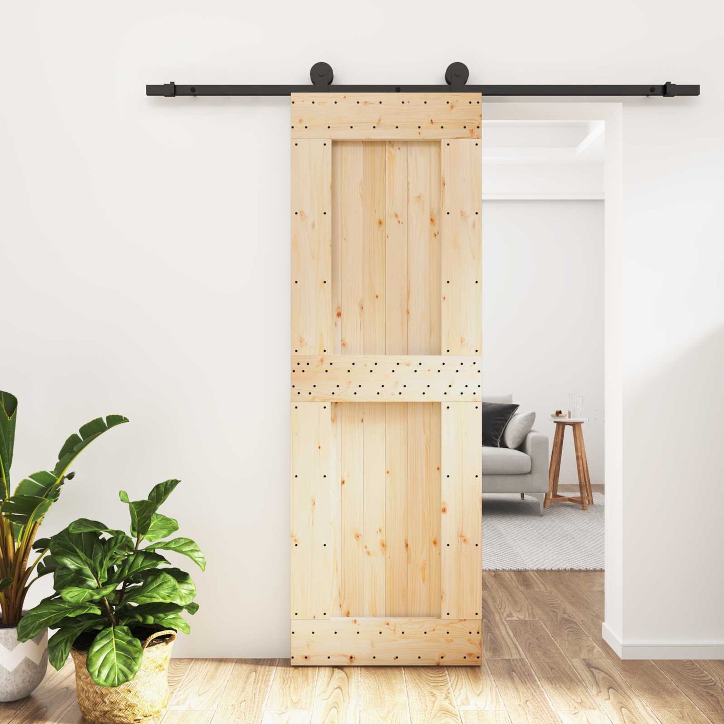 Skydedør 70 x 210 cm Massivt Fyrretræ (Ubehandlet)