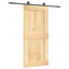 Skydedør Naturfarvet og sort 95 x 210 cm Massivt Fyrretræ