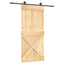 Skydedør Naturfarvet og sort 95 x 210 cm Massivt Fyrretræ