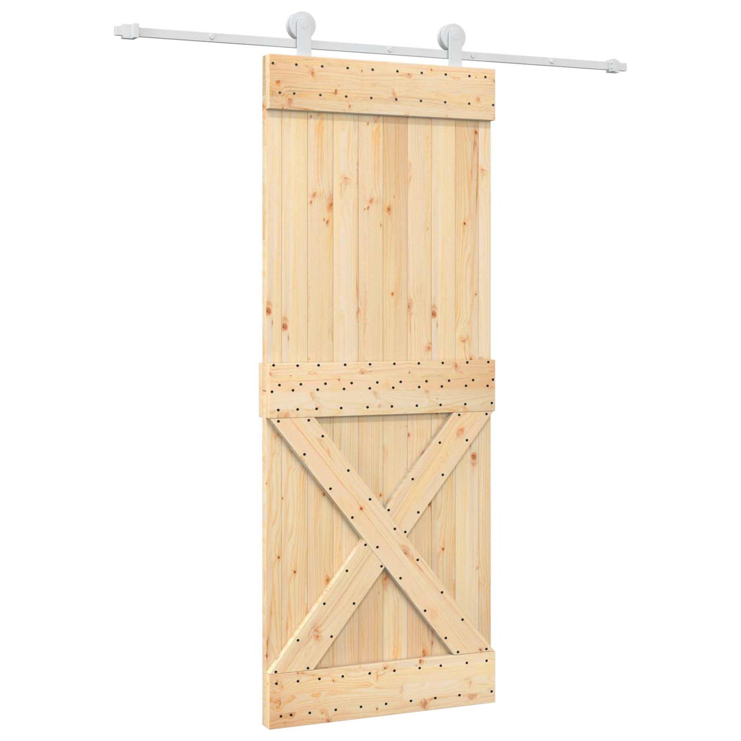 Skydedør 80 x 210 cm Massivt Fyrretræ (Ubehandlet)