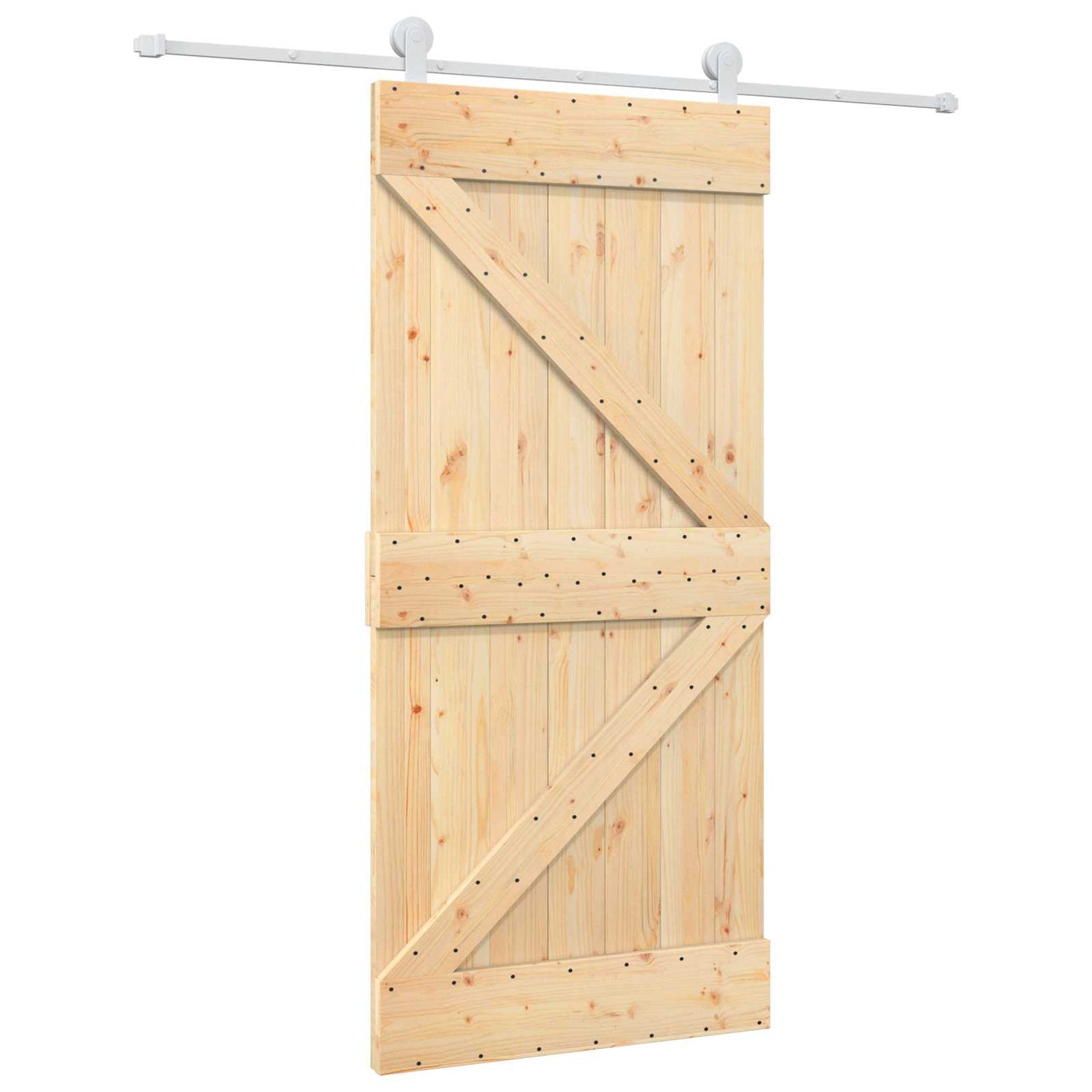 Skydedør 95 x 210 cm Massivt Fyrretræ (Ubehandlet)