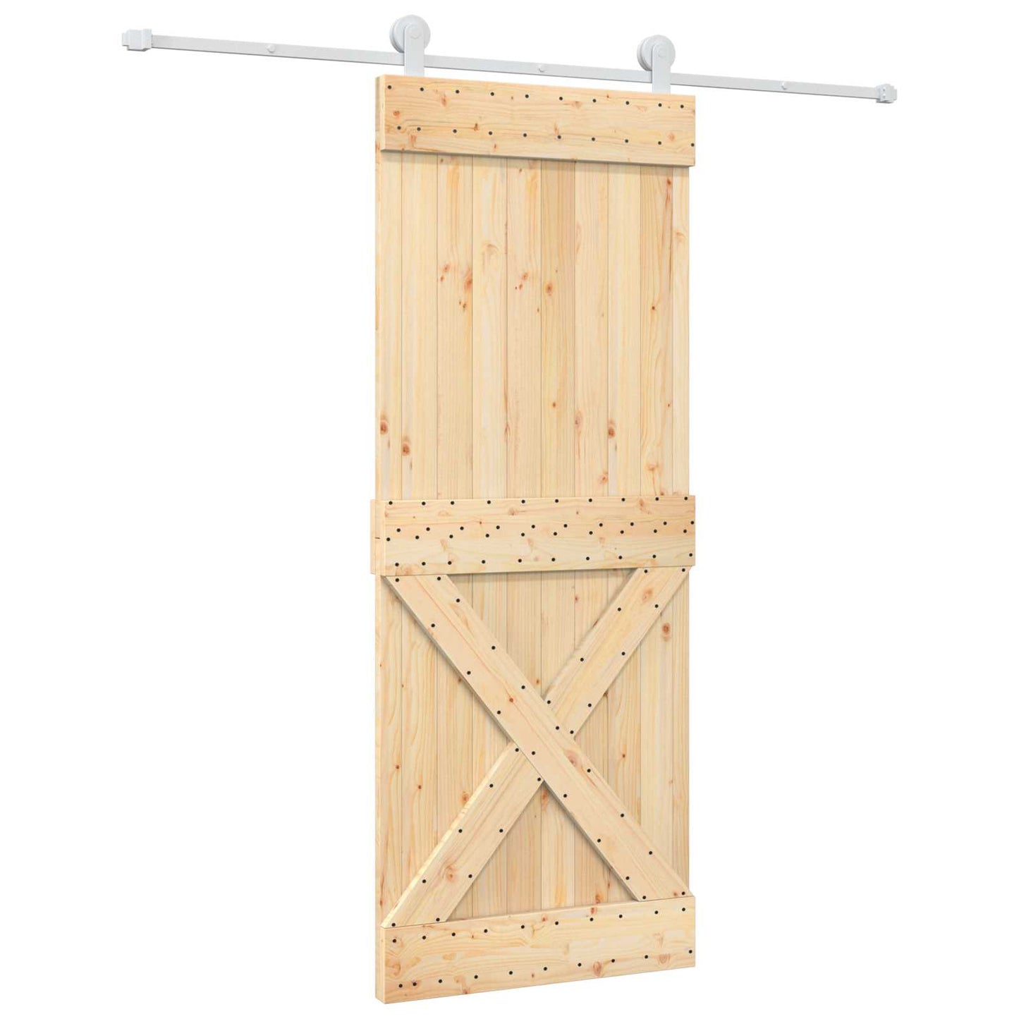 Skydedør Natur og hvid 80 x 210 cm Massivt Fyrretræ