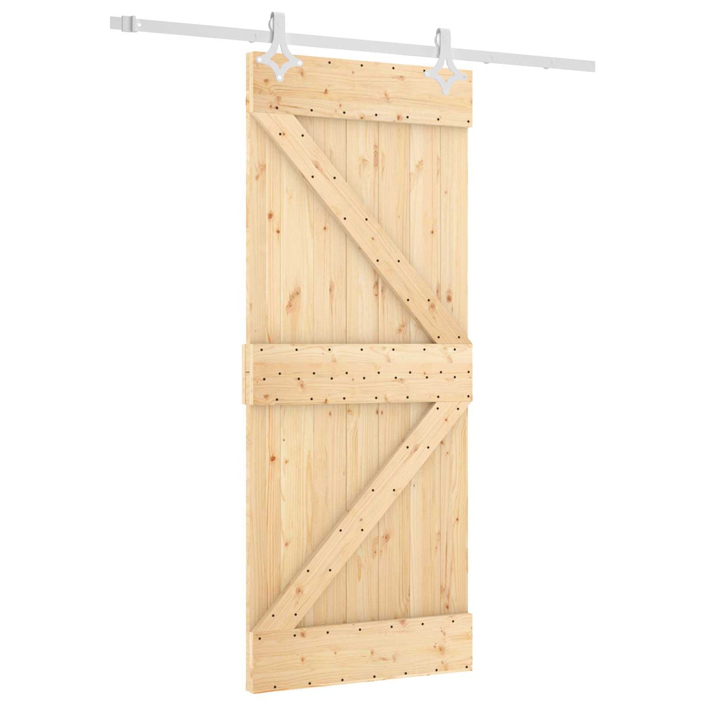 Skydedør Natur og hvid 85 x 210 cm Massivt Fyrretræ