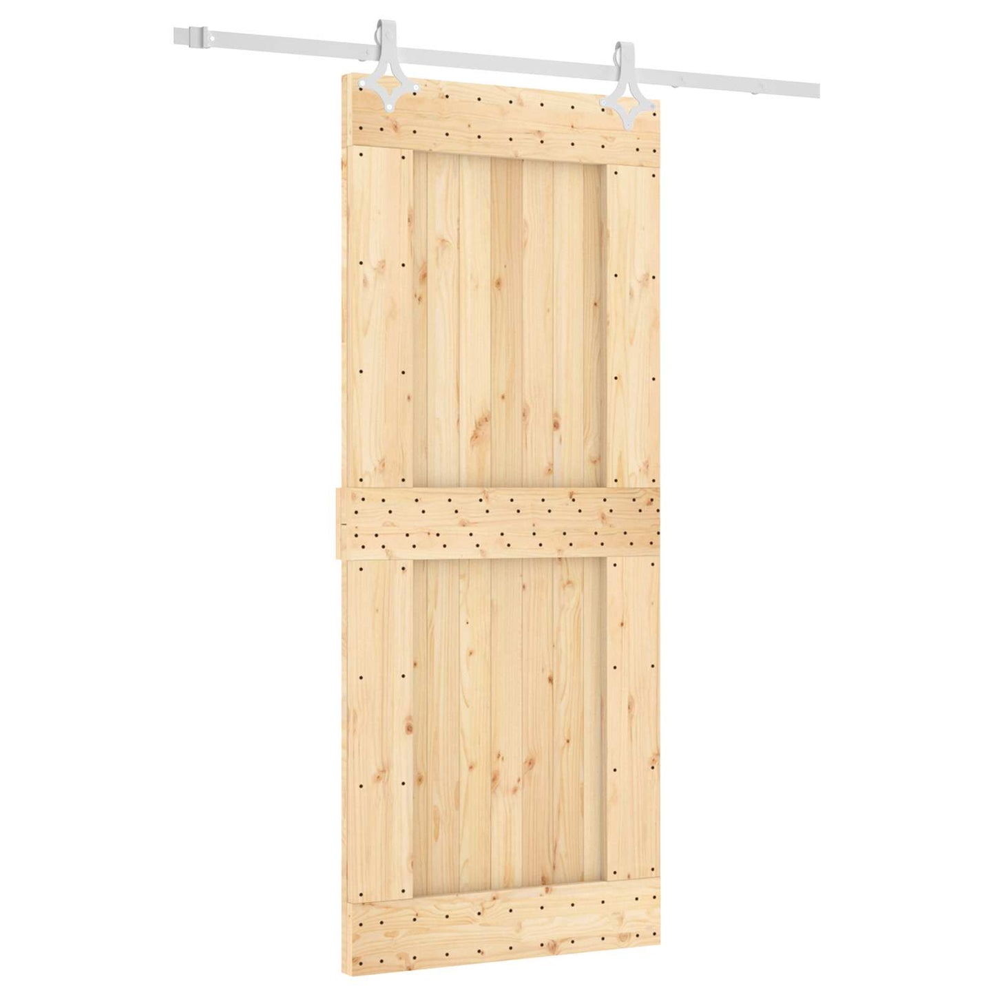 Skydedør Natur og hvid 85 x 210 cm Massivt Fyrretræ