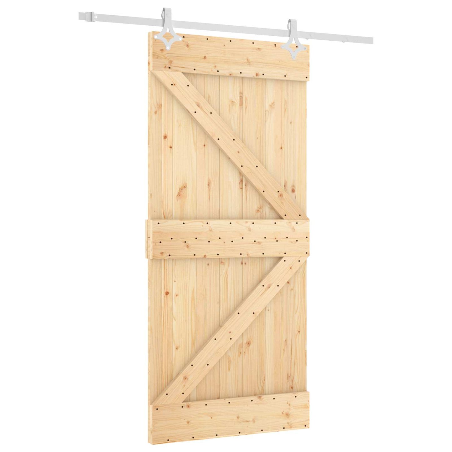 Skydedør Natur og hvid 95 x 210 cm Massivt Fyrretræ