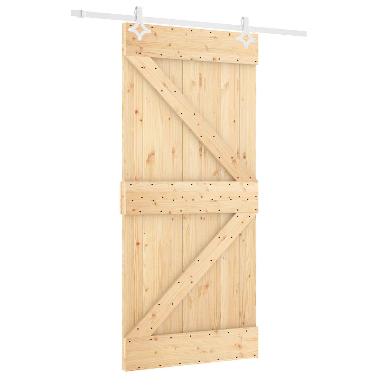 Skydedør Natur og hvid 100 x 210 cm Massivt fyrretræ
