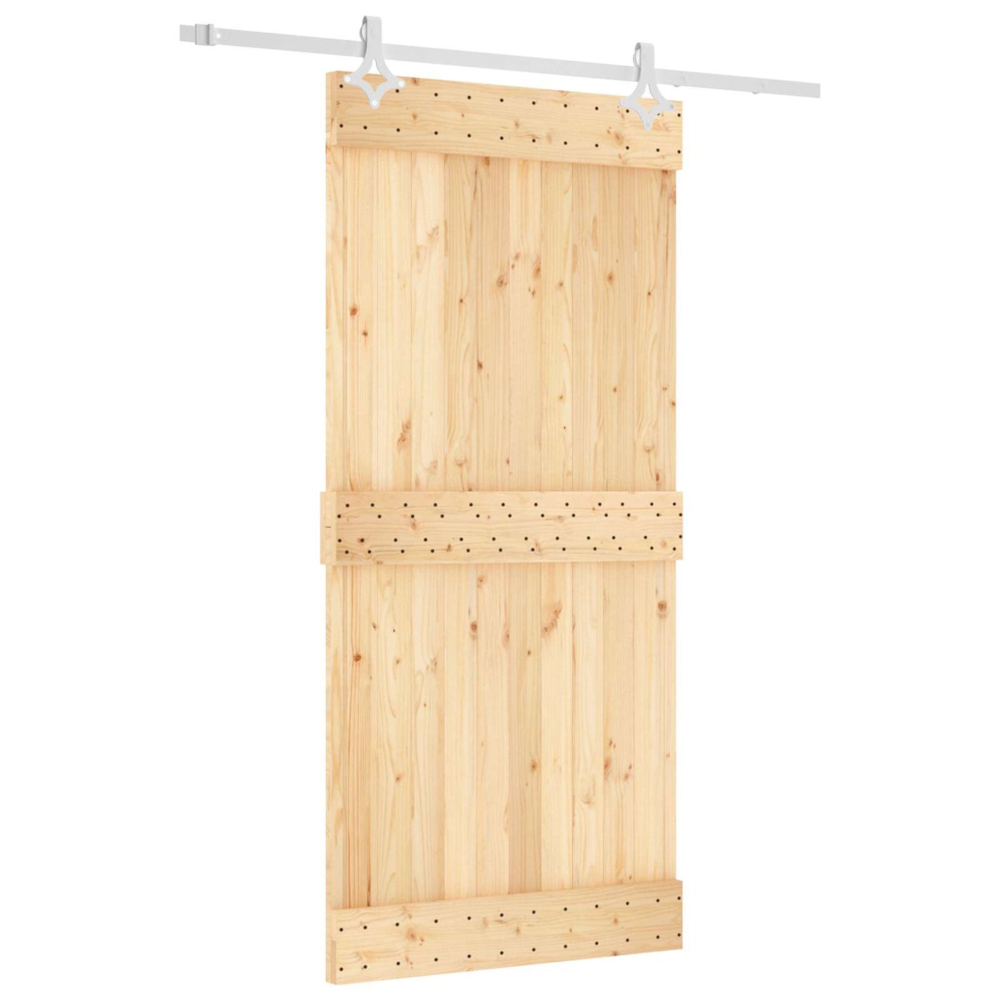 Skydedør Natur og hvid 95 x 210 cm Massivt Fyrretræ