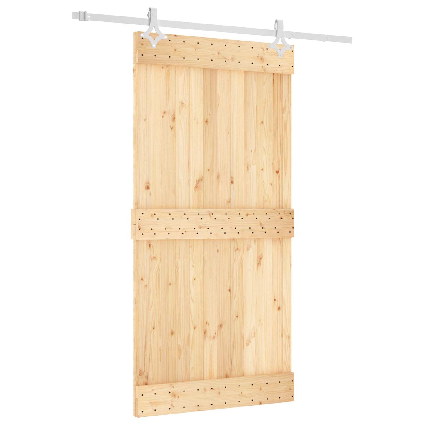 Skydedør Natur og hvid 100 x 210 cm Massivt Fyrretræ