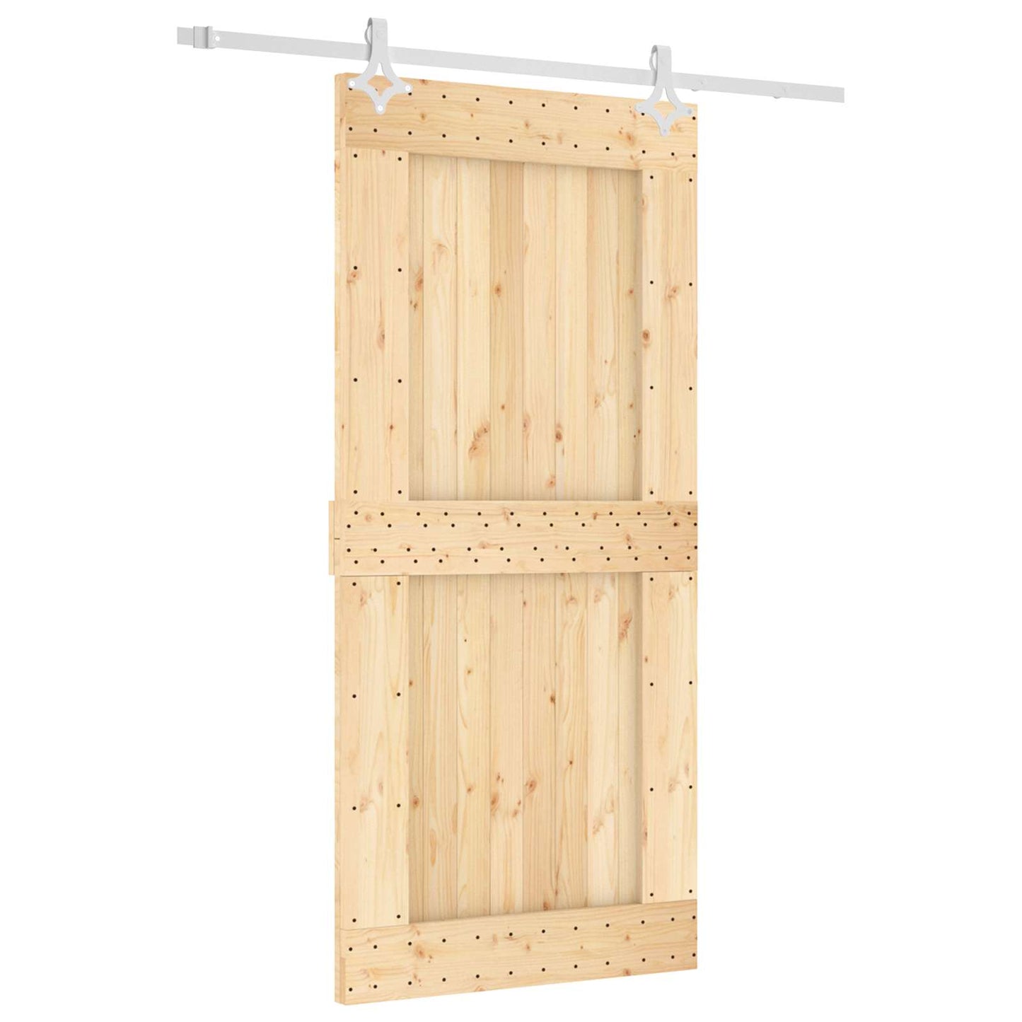 Skydedør Natur og hvid 95 x 210 cm Massivt Fyrretræ