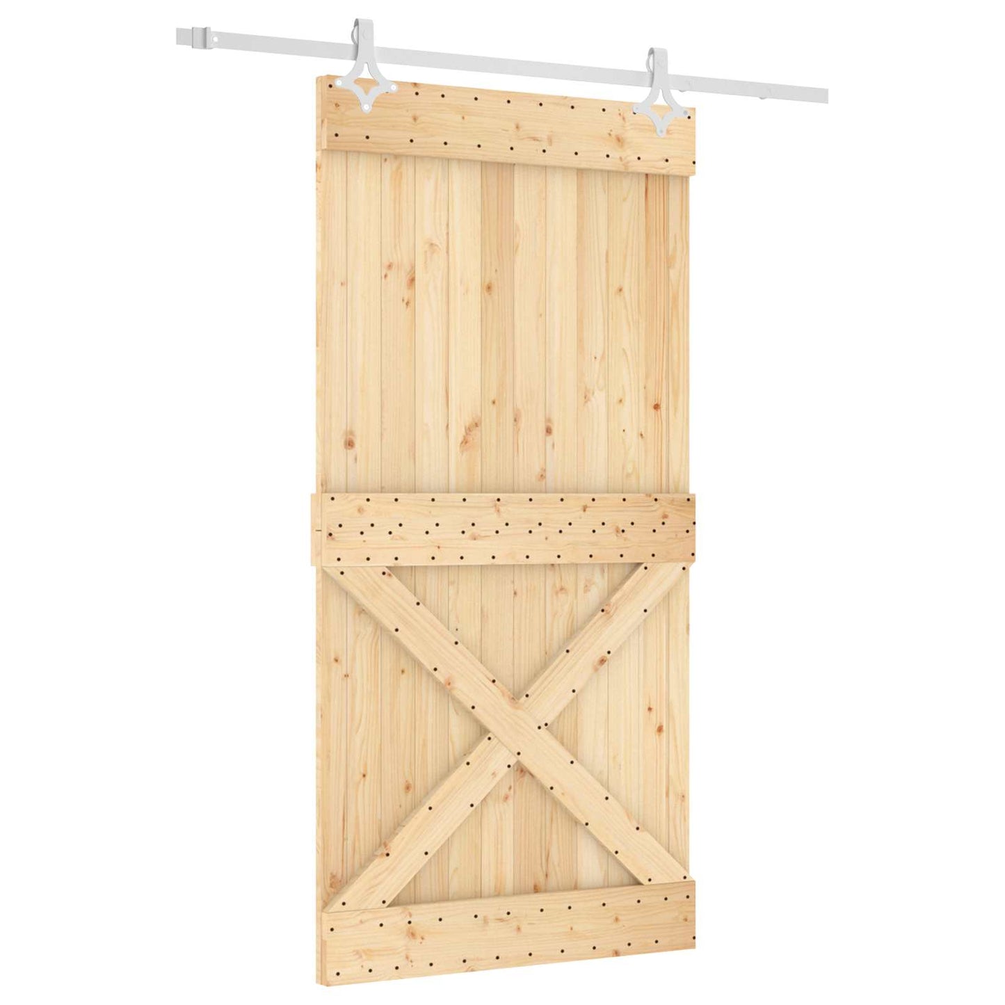 Skydedør Natur og hvid 100 x 210 cm Massivt Fyrretræ