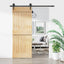 Skydedør Naturfarvet og sort 80 x 210 cm Massivt Fyrretræ