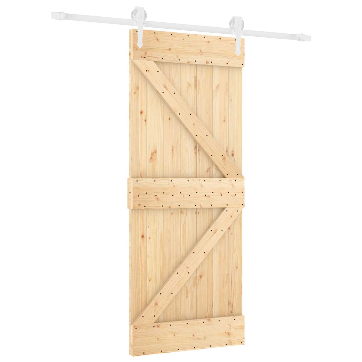 Skydedør Natur og hvid 85 x 210 cm Massivt Fyrretræ