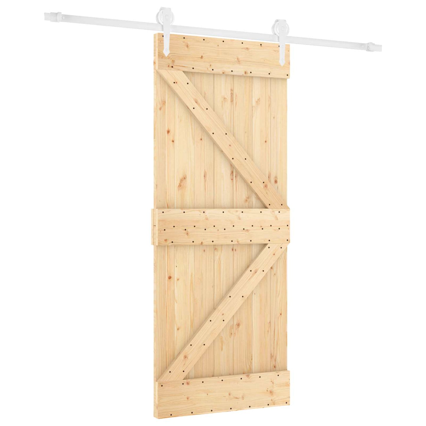 Skydedør Natur og hvid 80 x 210 cm Massivt fyrretræ
