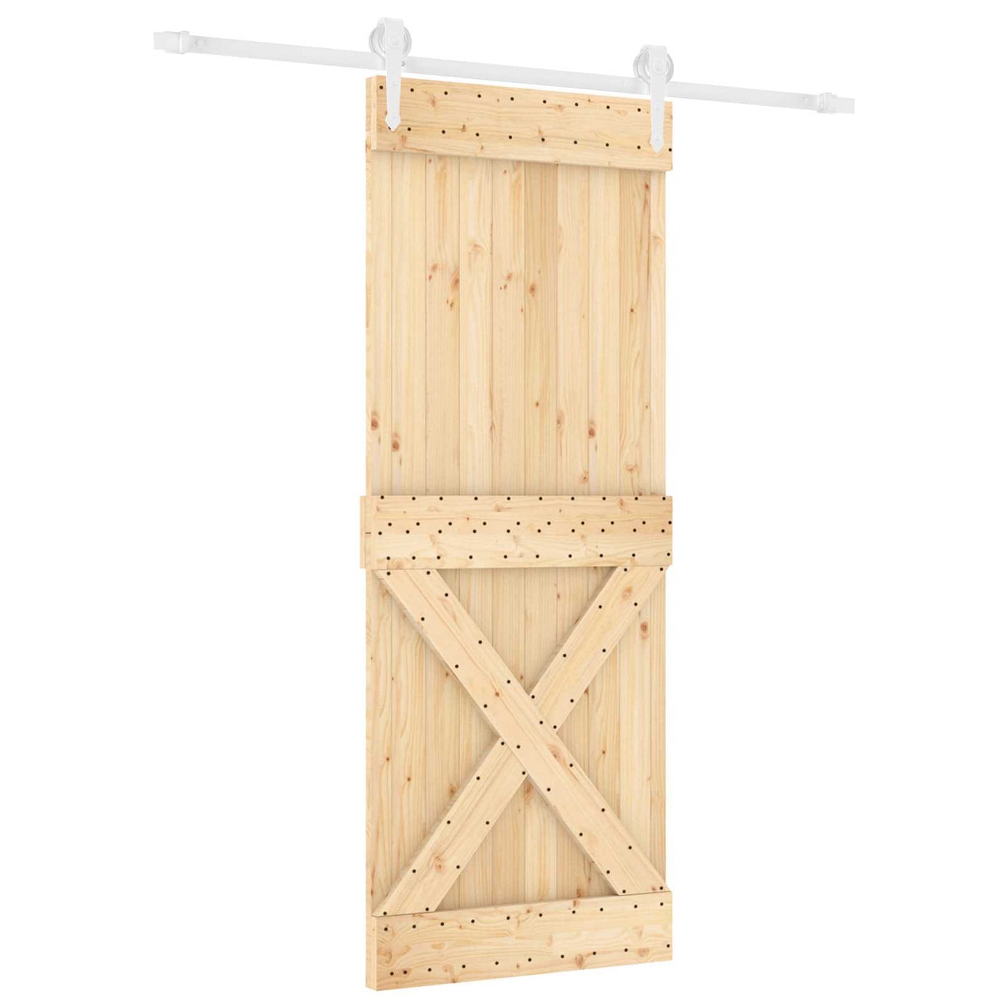 Skydedør Natur og hvid 80 x 210 cm Massivt Fyrretræ