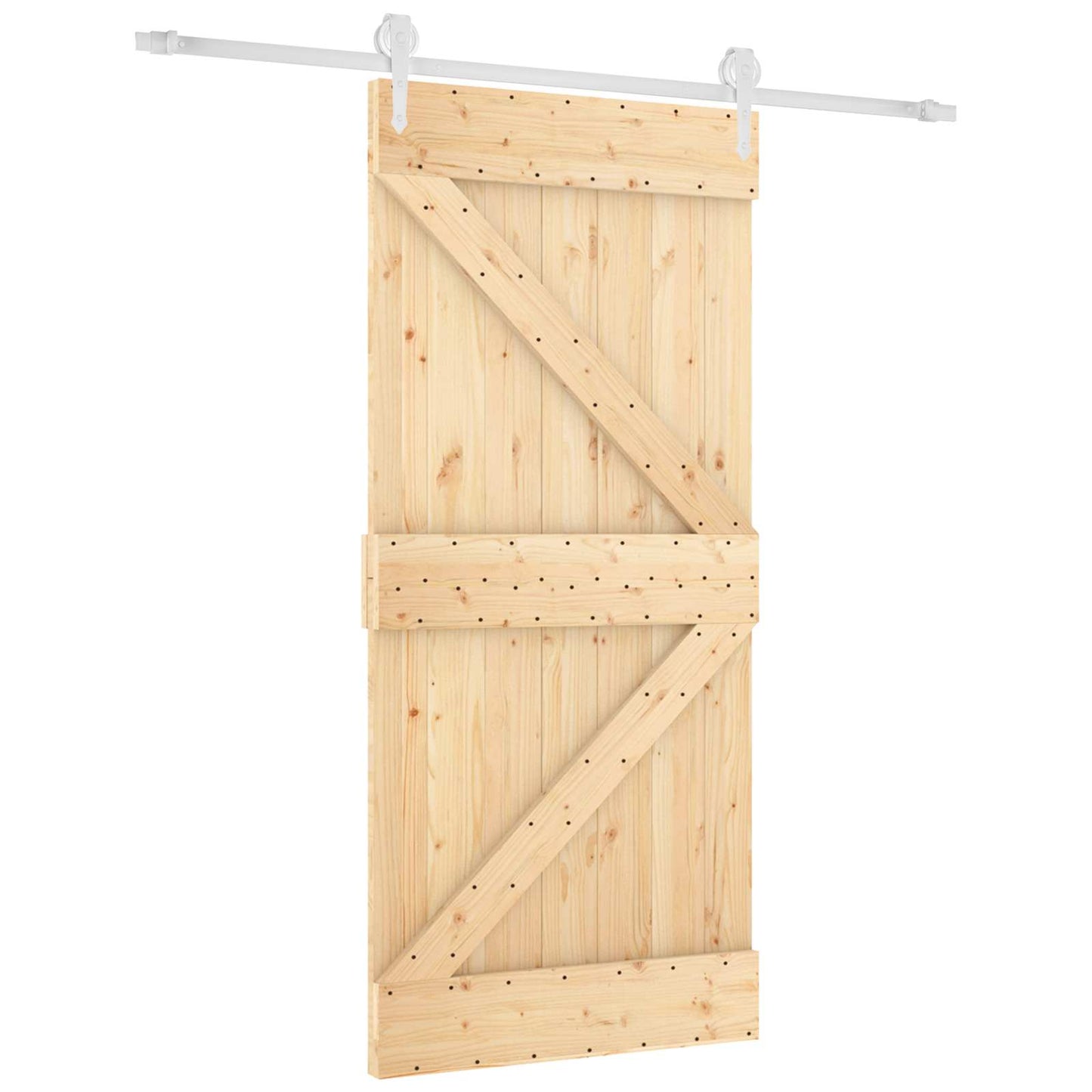 Skydedør Natur og hvid 95 x 210 cm Massivt Fyrretræ