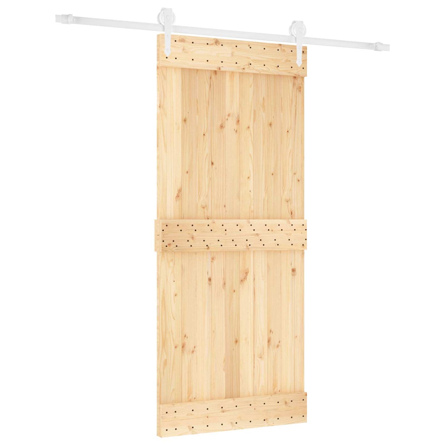 Skydedør Natur og hvid 90 x 210 cm Massivt Fyrretræ