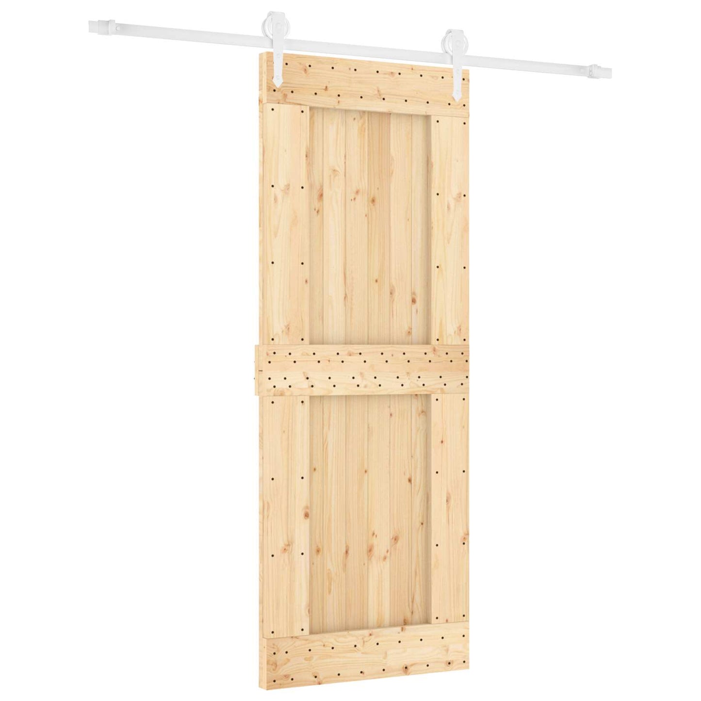 Skydedør Natur og hvid 80 x 210 cm Massivt Fyrretræ
