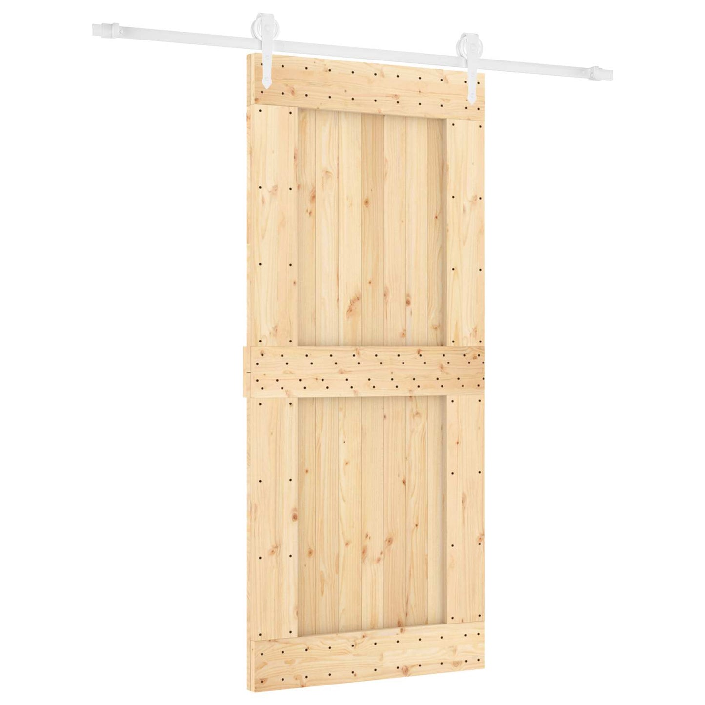 Skydedør Natur og hvid 90 x 210 cm Massivt Fyrretræ