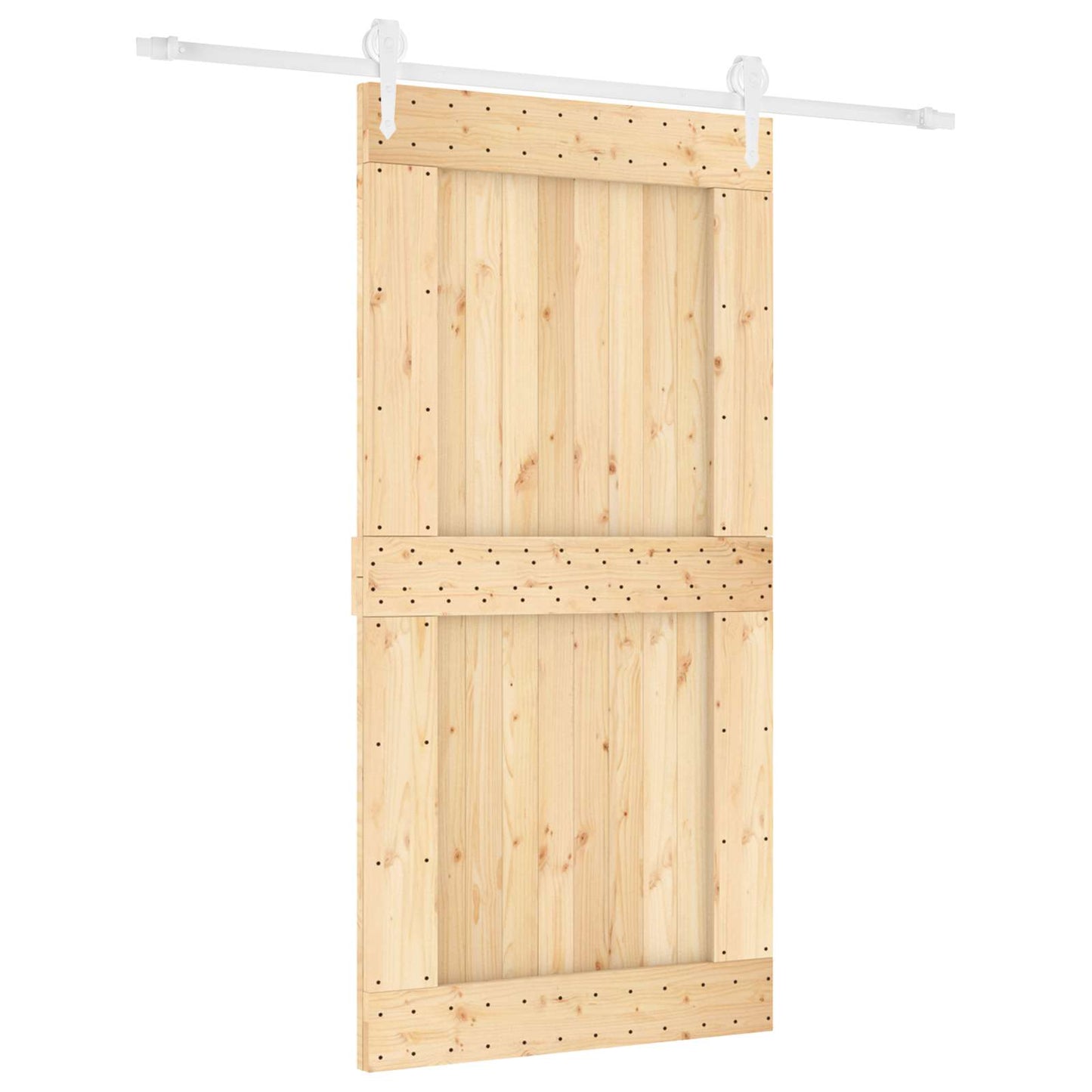 Skydedør Natur og hvid 100 x 210 cm Massivt Fyrretræ