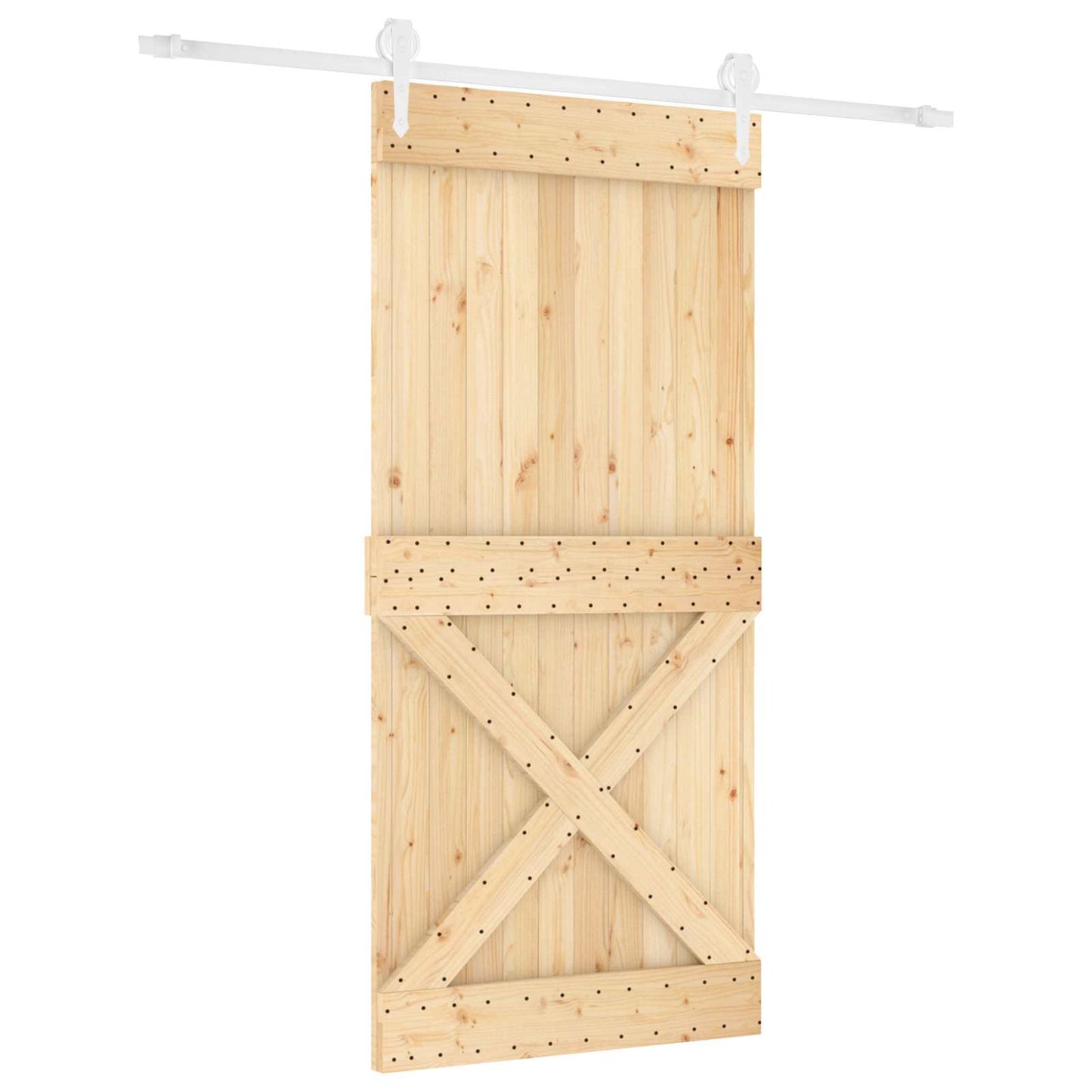 Skydedør Natur og hvid 95 x 210 cm Massivt Fyrretræ