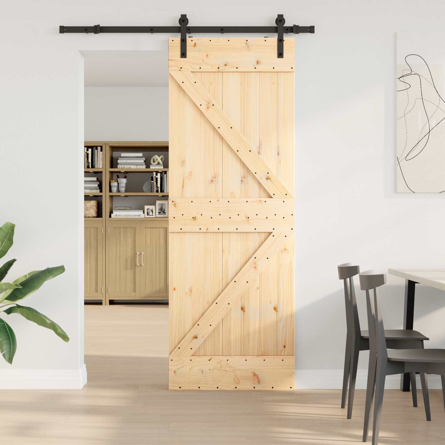 Skydedør NARVIK 70 x 210 cm (152,5 cm) Naturfarvet og sort