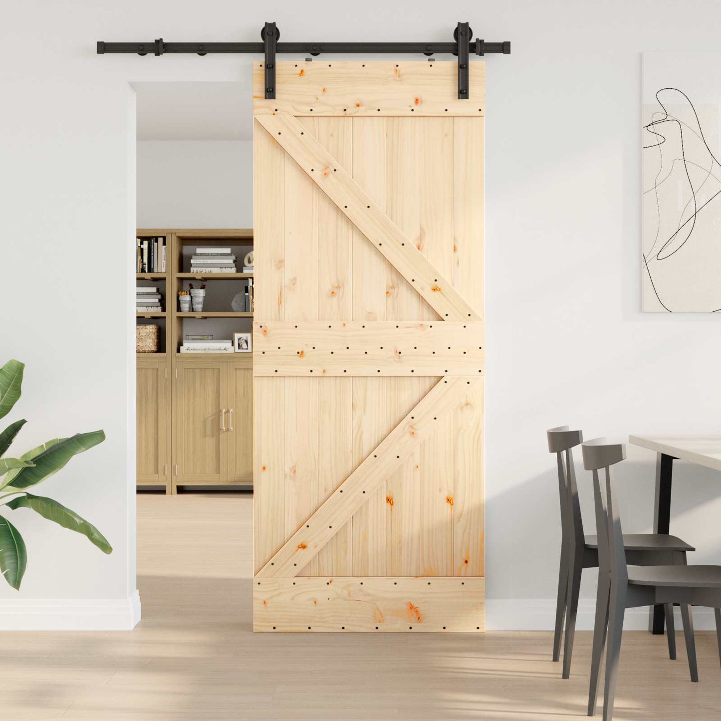 Skydedør NARVIK 85 x 210 cm (152,5 cm) Naturfarvet og sort