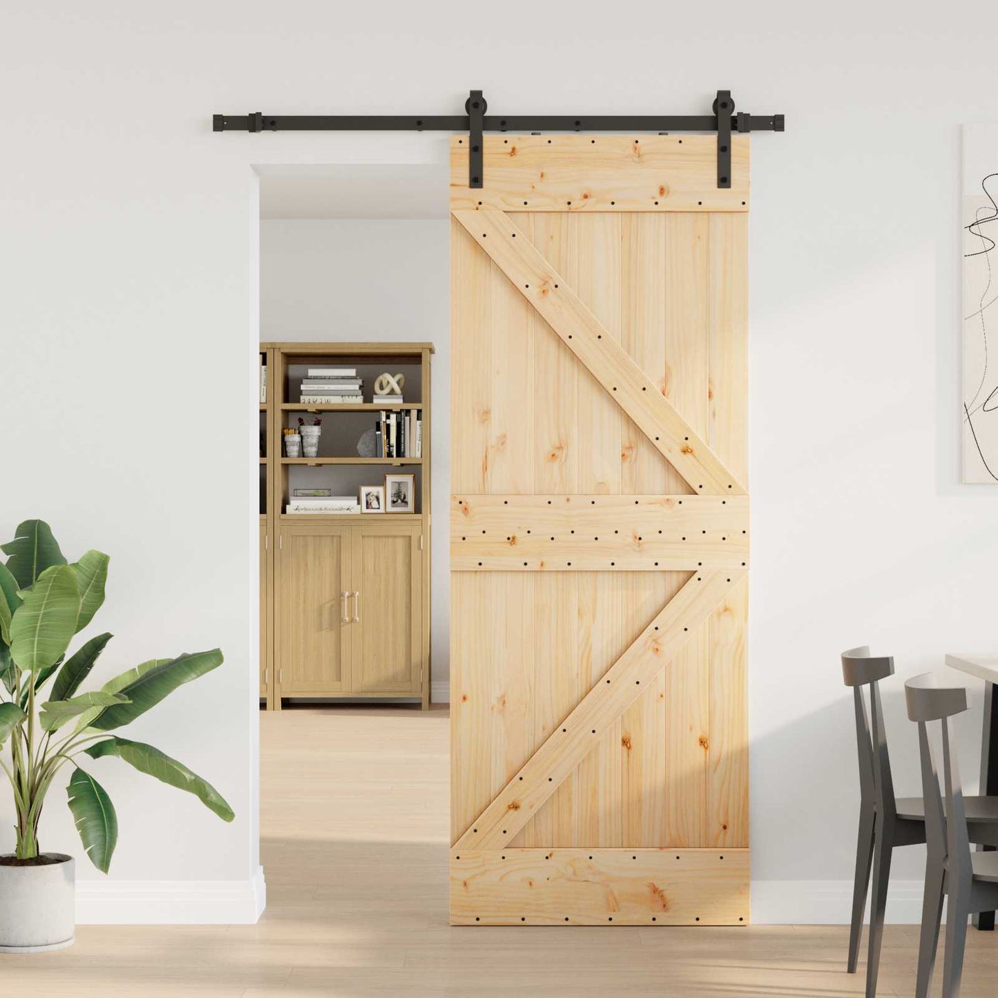 Skydedør NARVIK 80 x 210 cm (152,5 cm) Naturfarvet og sort